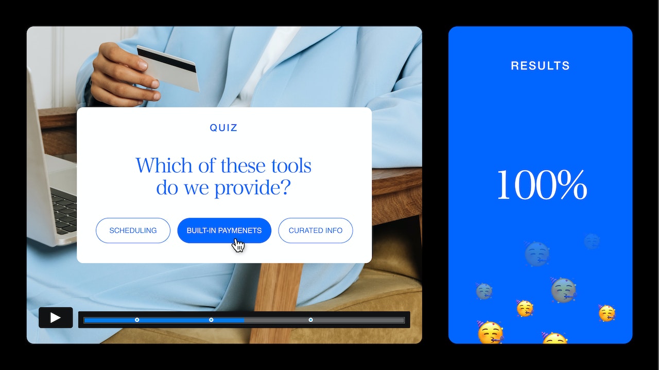 Interactive video quiz UI